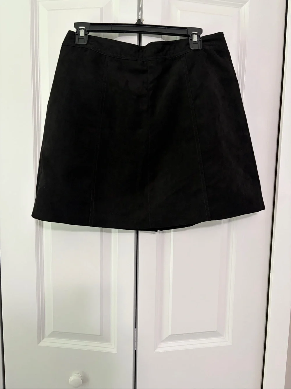 H&M Divided - Black Velvet Button-Front A-Line Skirt